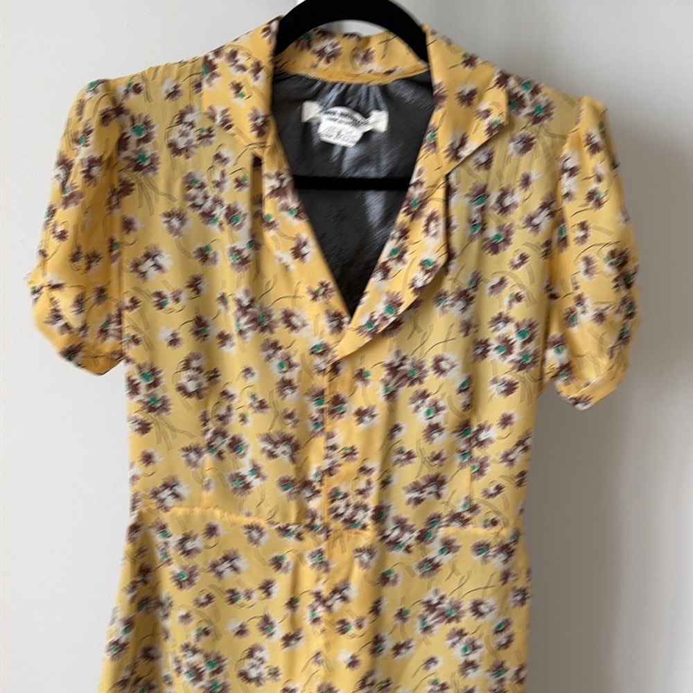 JUNYA WATANABE COMME DES GARCONS yellow silver floral print DRESS 2015, size L - Picture 13 of 14